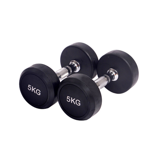 Peralatan Kecergasan Dumbbell Gim Getah Bulat Hitam